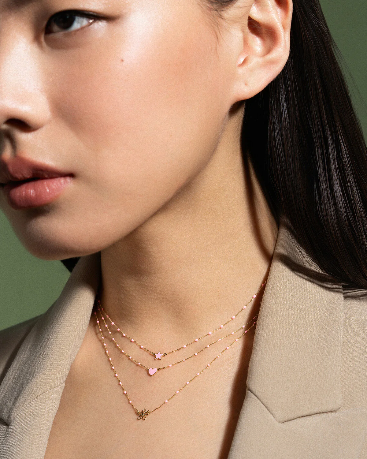 Girocollo cuore smaltato e catena semino smaltato - ORO18KT - Image 6