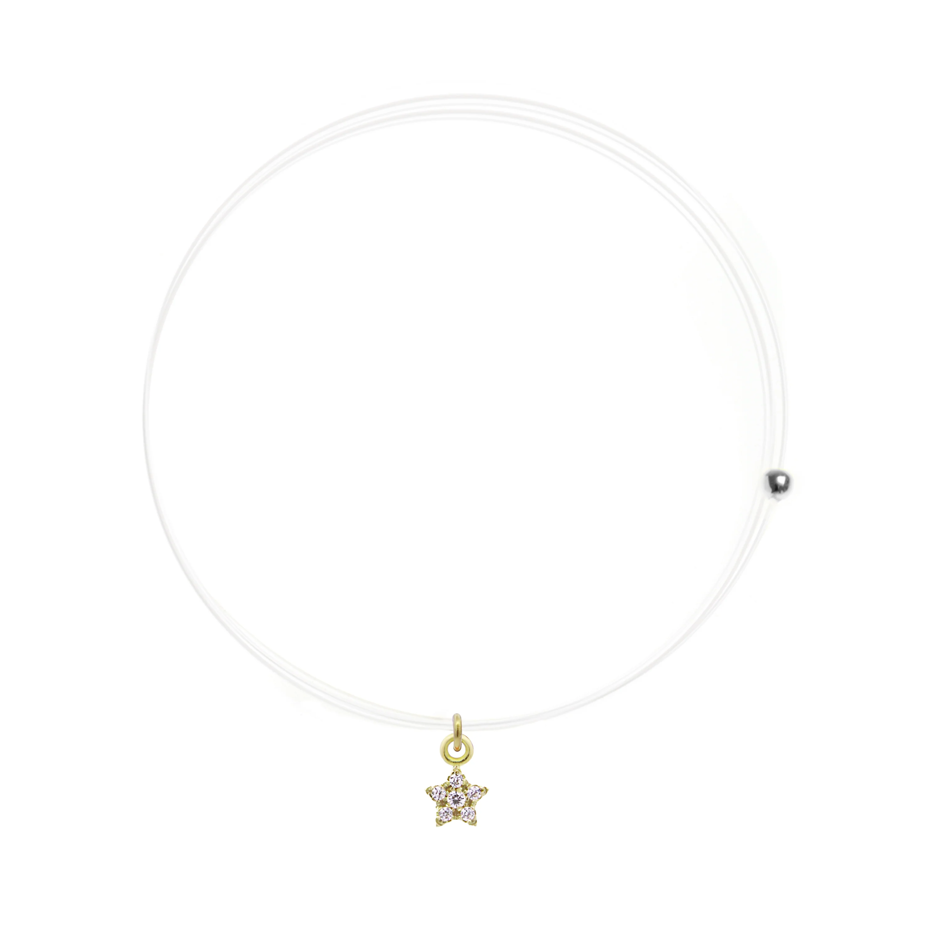 Girocollo Lenza con Stella e diamanti di laboratorio - ORO18KT