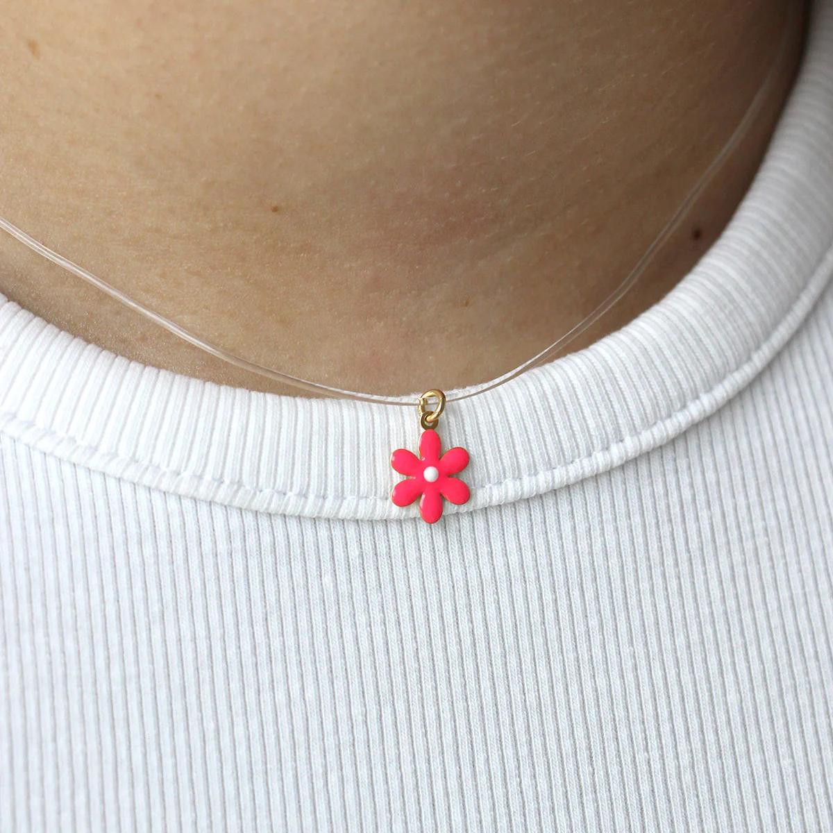 Girocollo Lenza Margherita Fucsia - RueFlower - Image 2