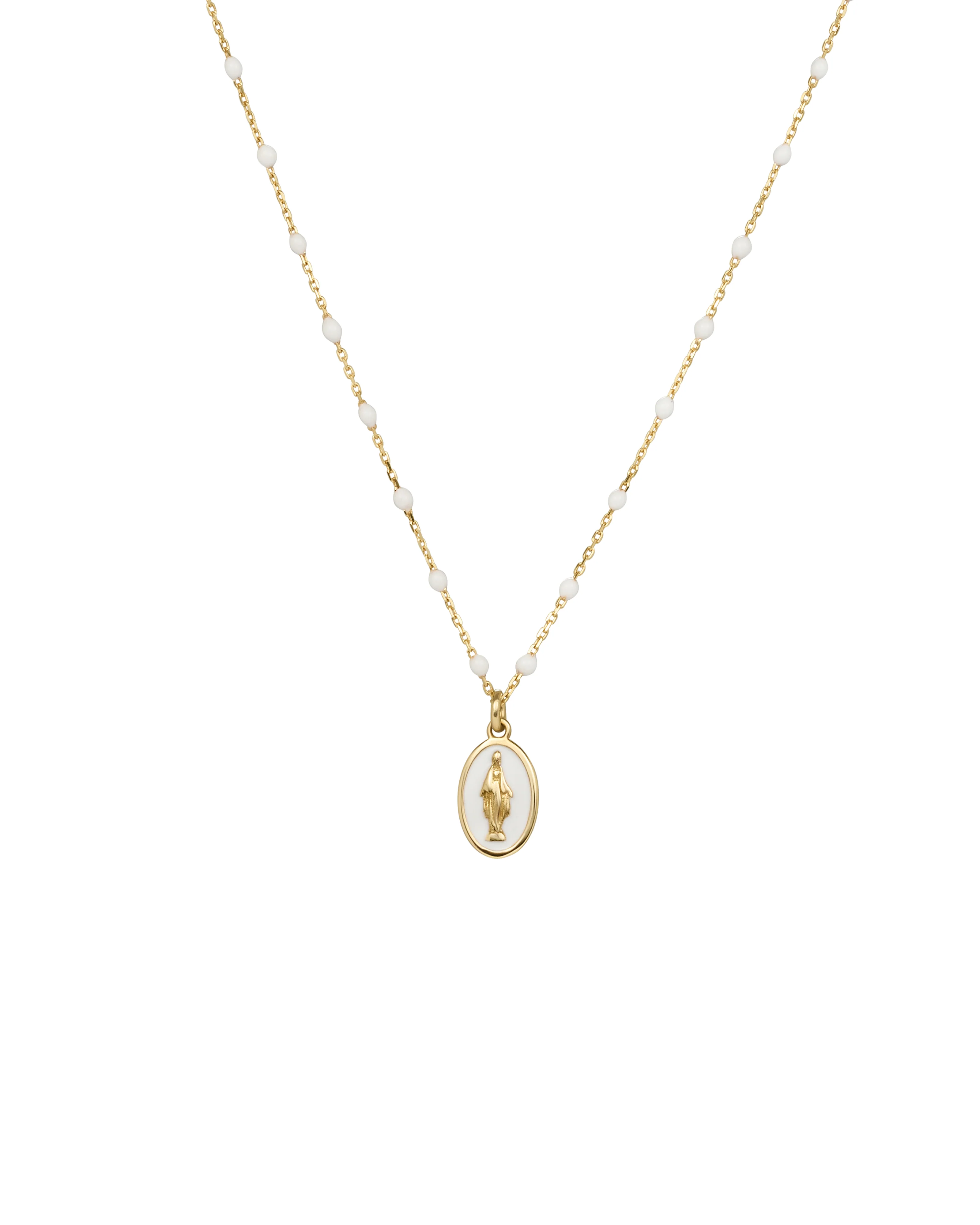 Girocollo Madonna smalto e catena semino smaltato - ORO18KT - Image 4