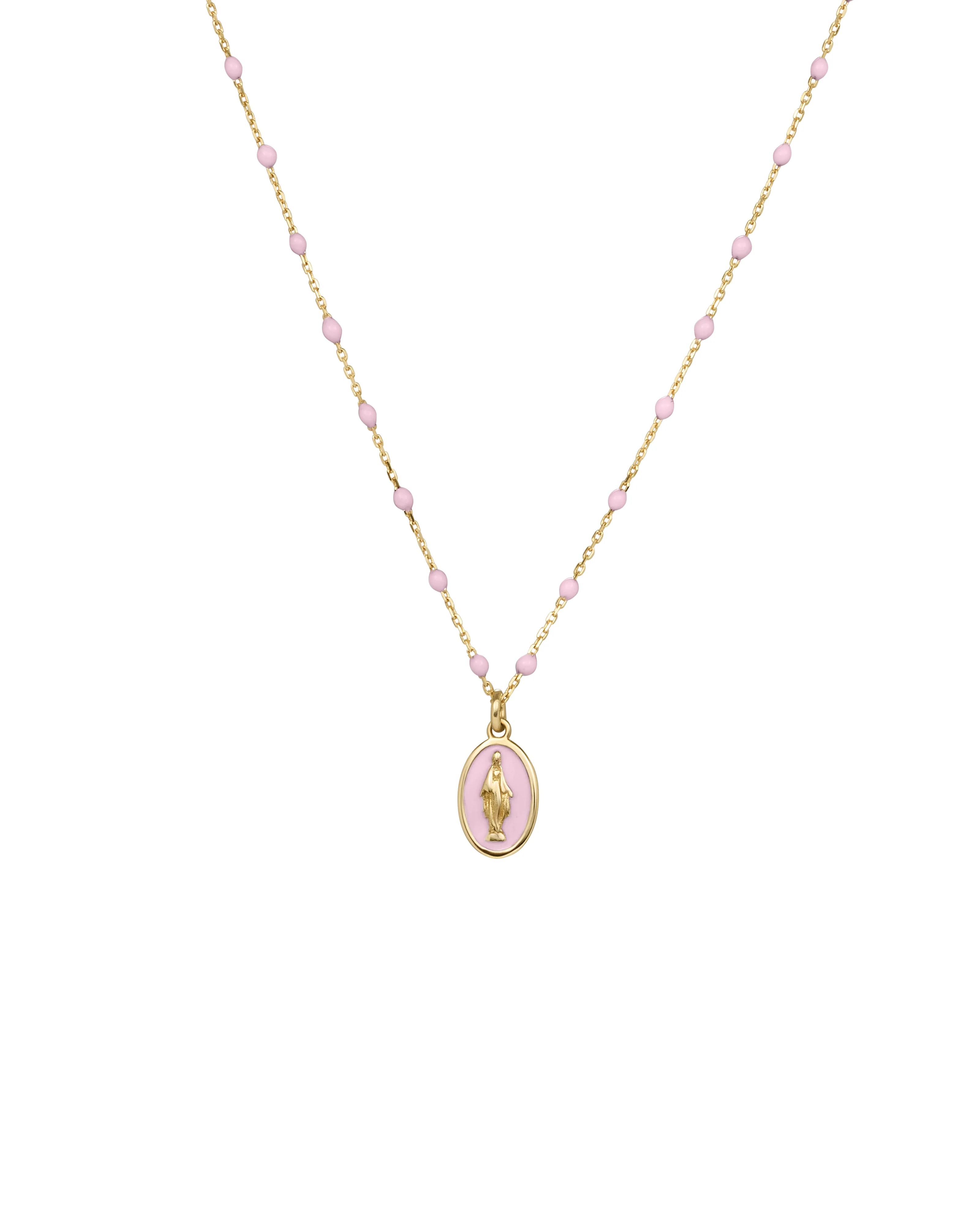 Girocollo Madonna smalto e catena semino smaltato - ORO18KT - Image 5