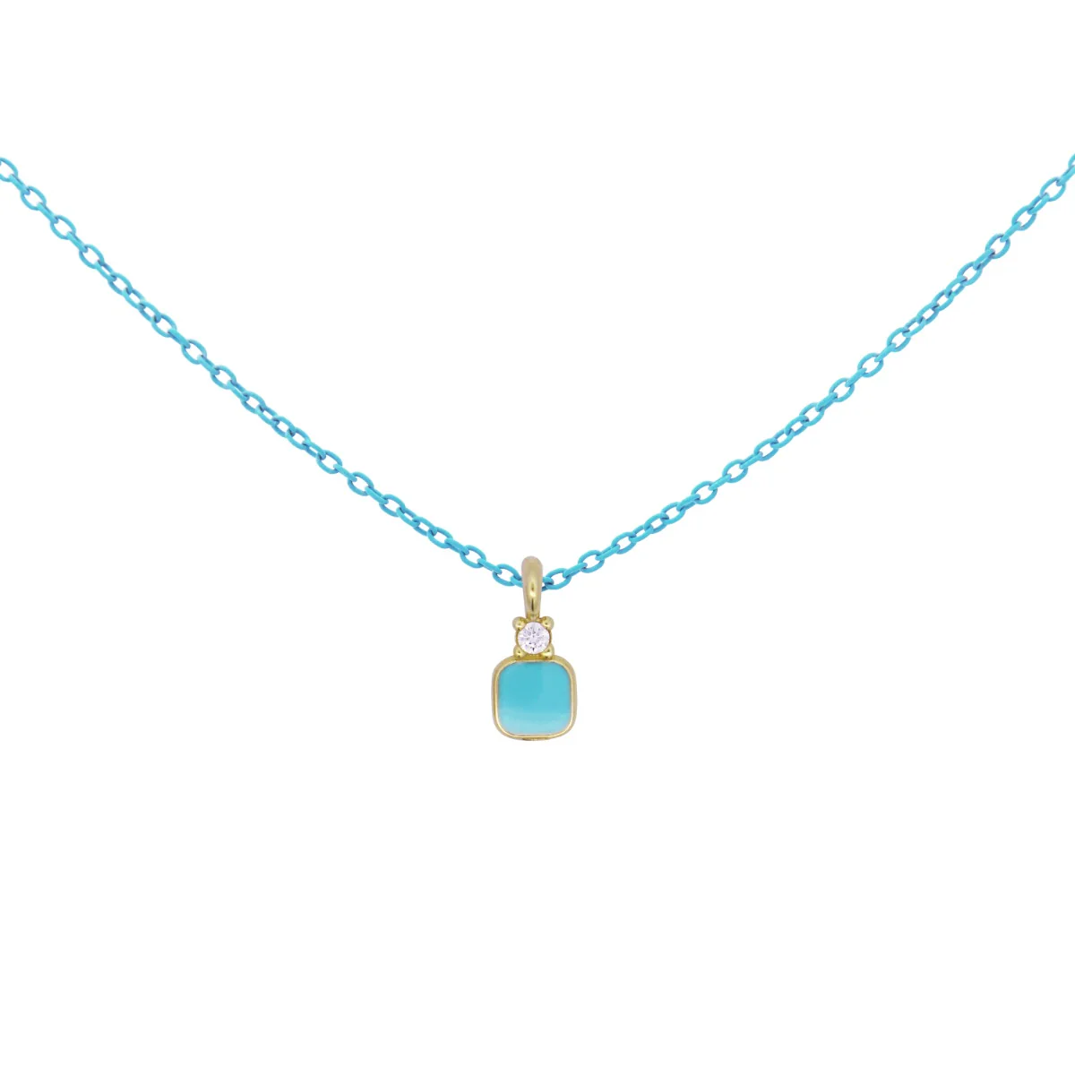 Girocollo quadrato smalto, diamante e catena con vernice - ORO18KT - Image 3