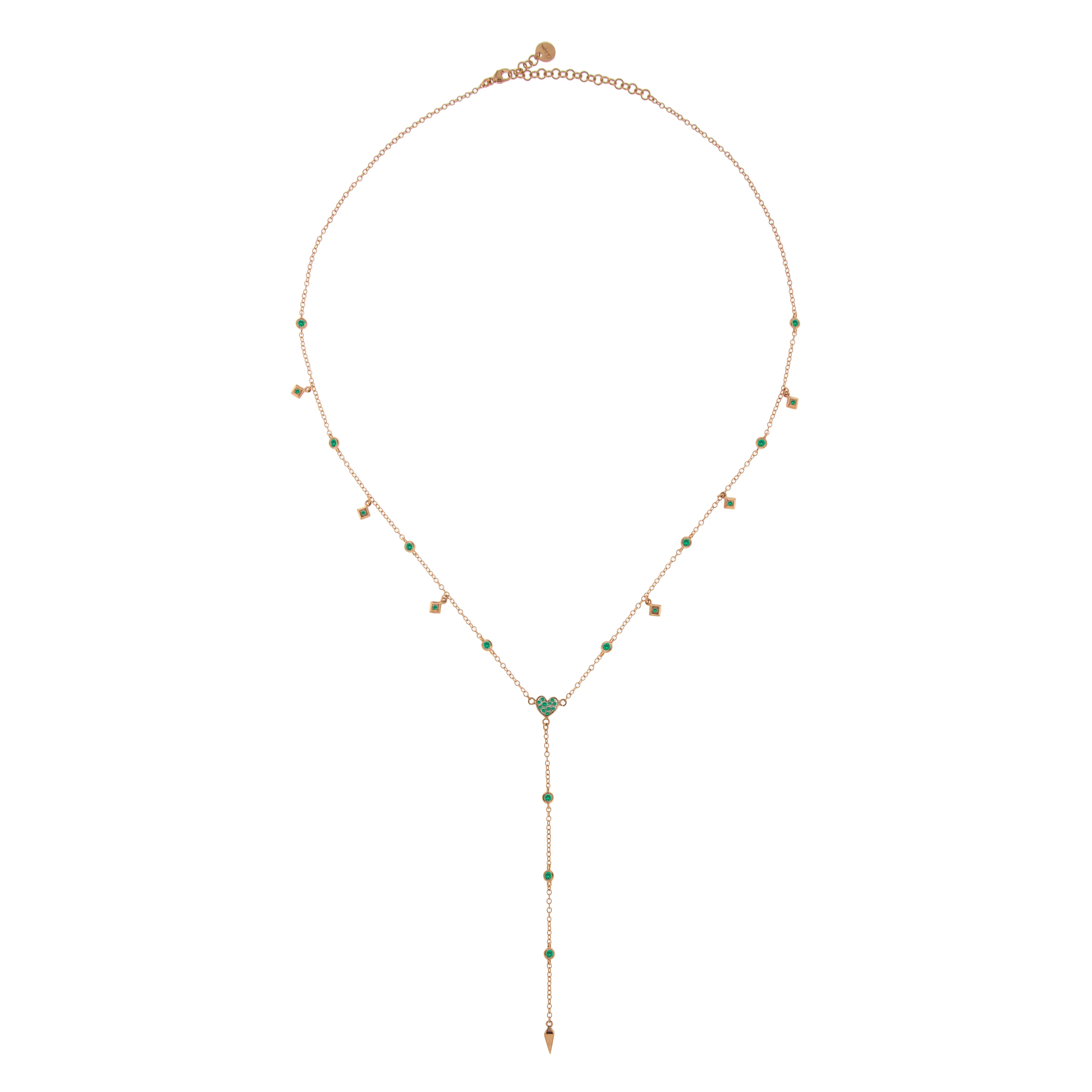 Girocollo 50 cm Rosario Cuore/Lancia Zirconi Verdi