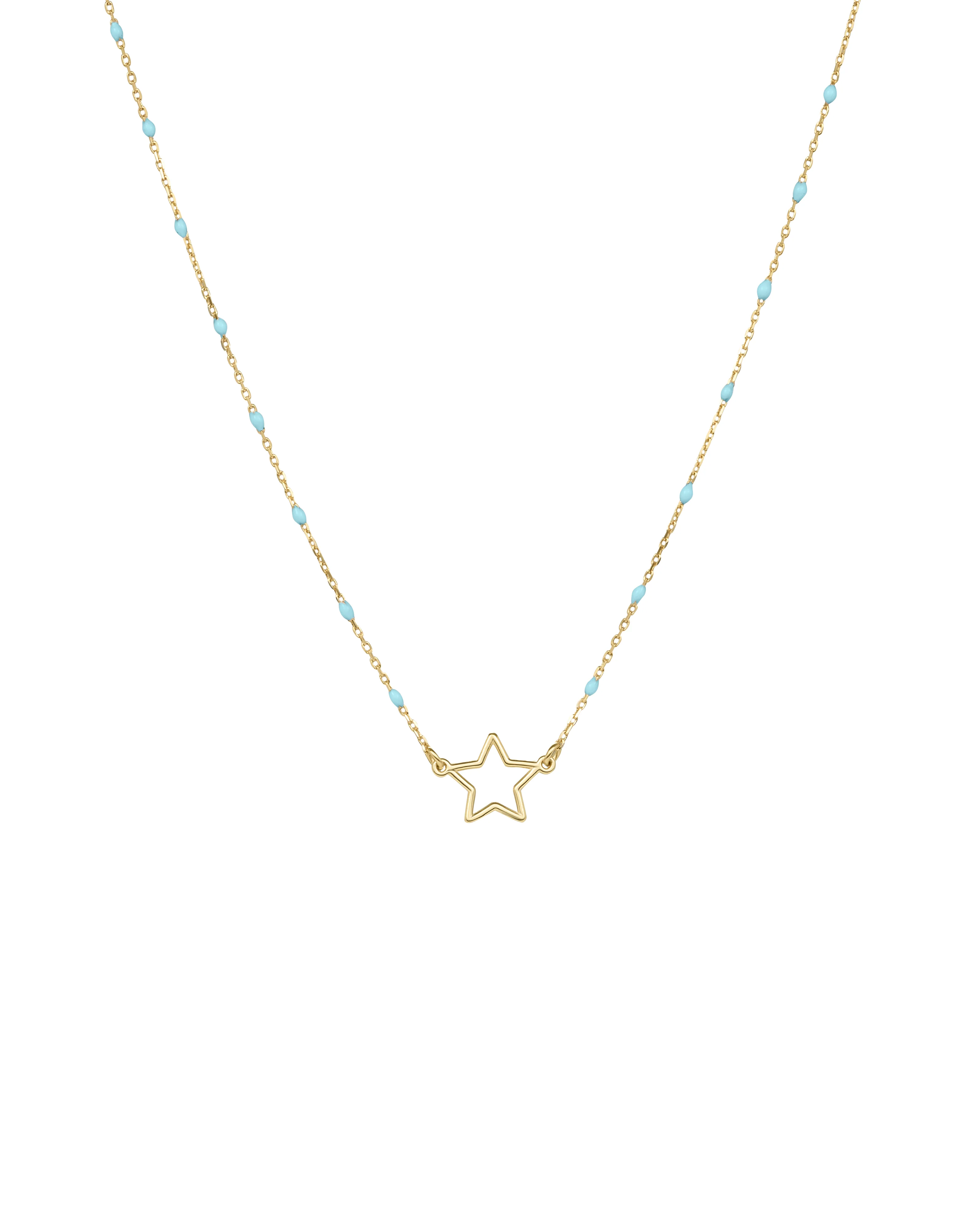 Girocollo stella traforata e catena semino smaltato - ORO18KT