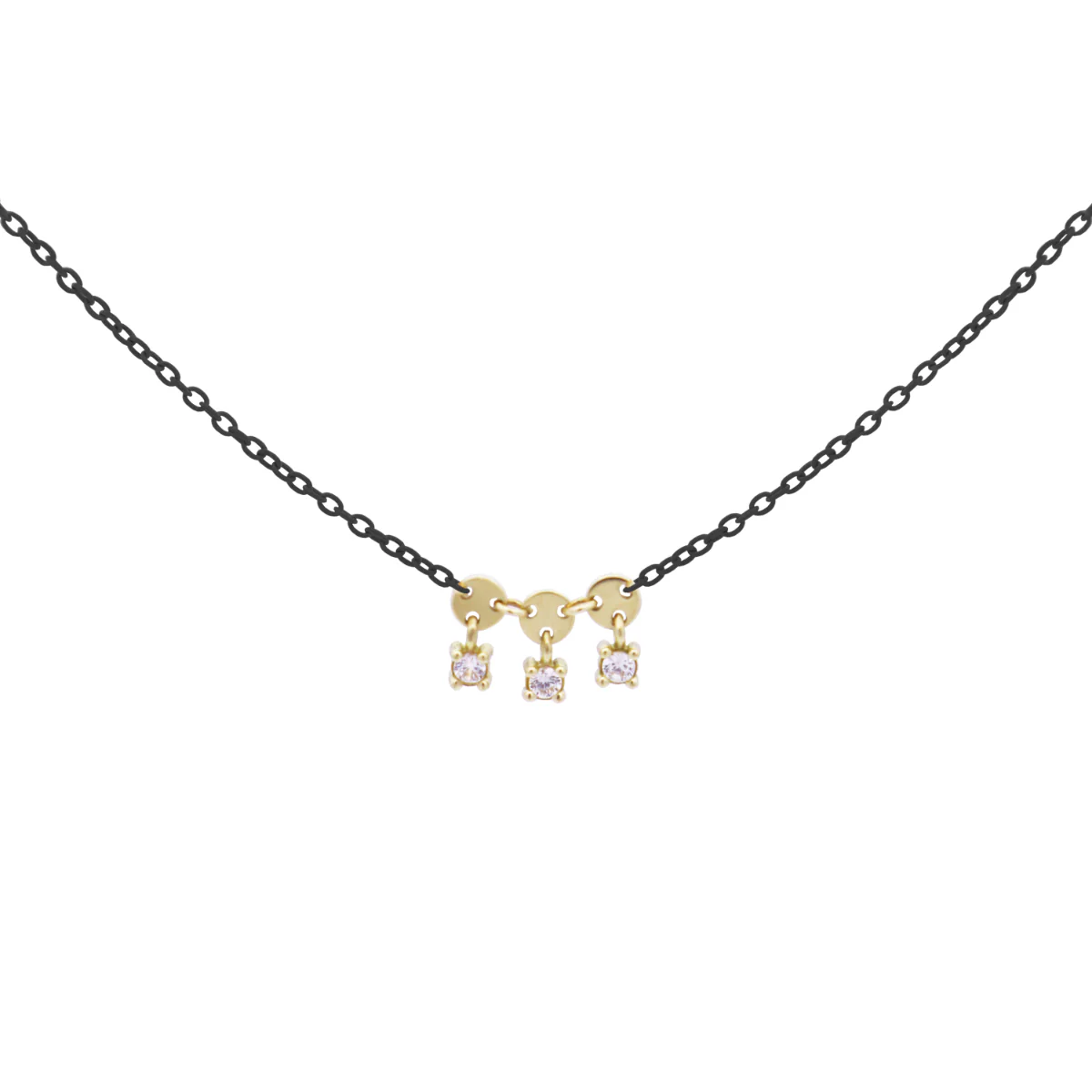 Girocollo tre castoni catena con vernice e Diamanti Lab Grown - ORO18KT - Image 2