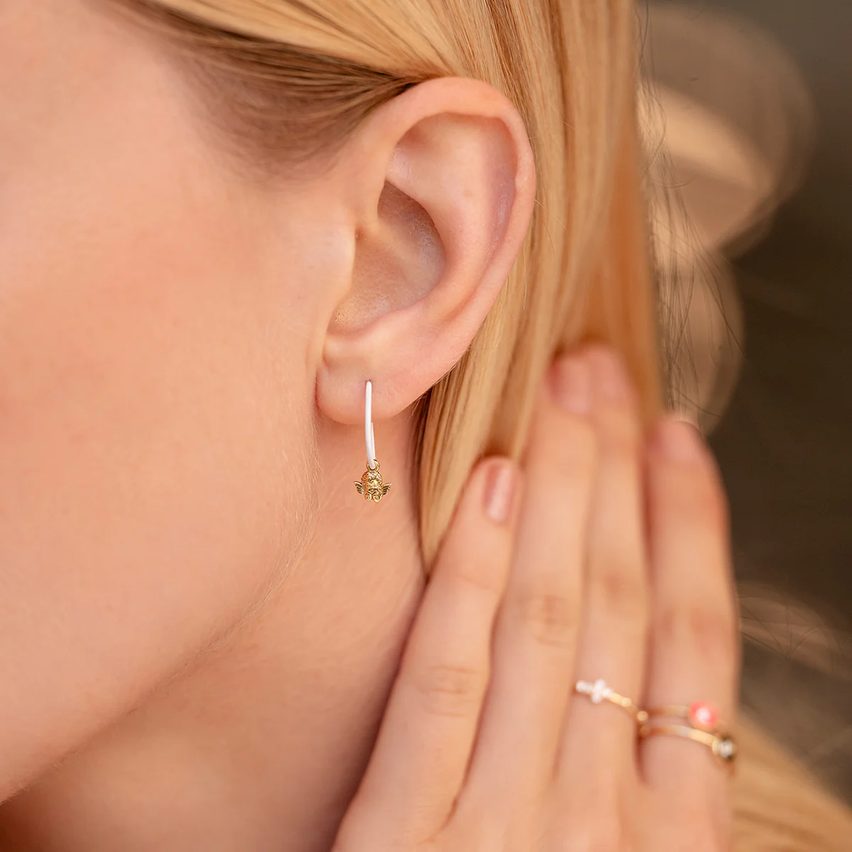 Mono-orecchino Angioletto Hoop - ORO18KT - Image 5