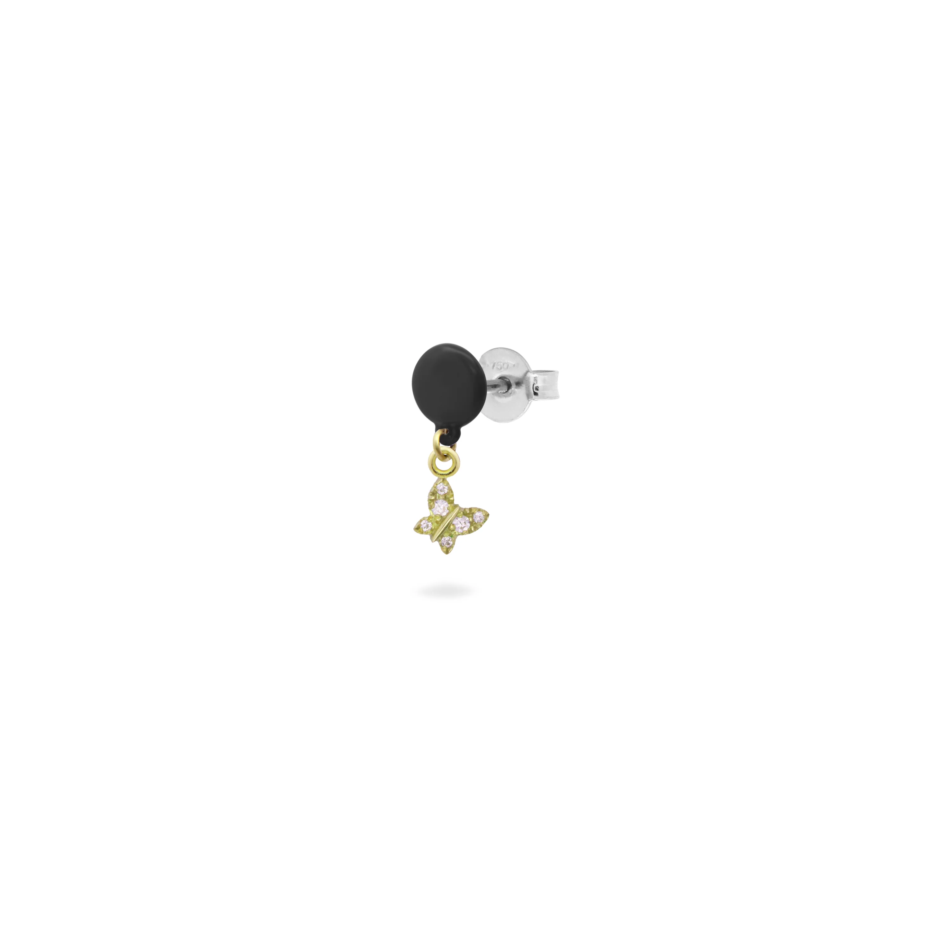 Mono-orecchino Farfalla bottone Vernice diamanti di Laboratorio - ORO18KT - Image 3