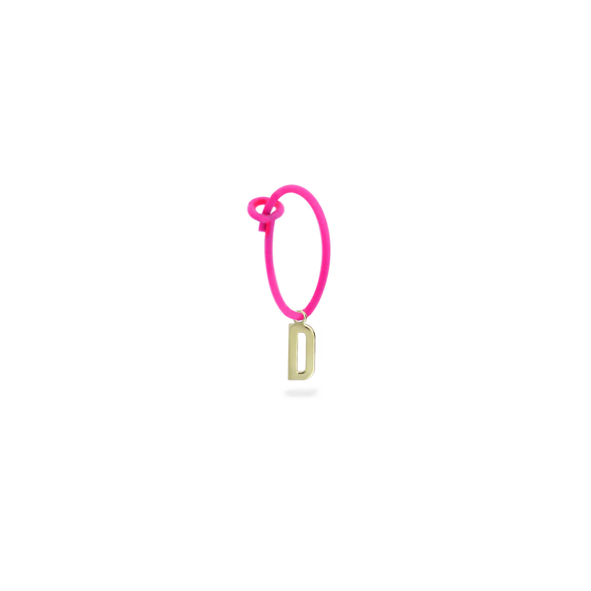 Mono-orecchino lettera hoop fucsia fluo - ORO18KT - Image 4