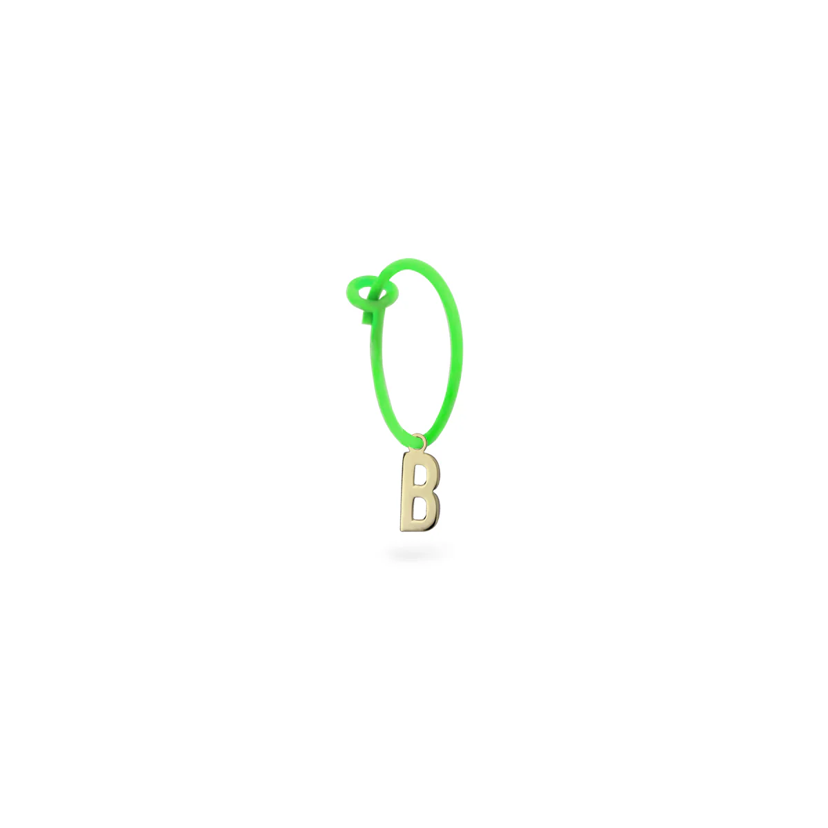 Mono-orecchino lettera hoop verde fluo - ORO18KT - Image 2