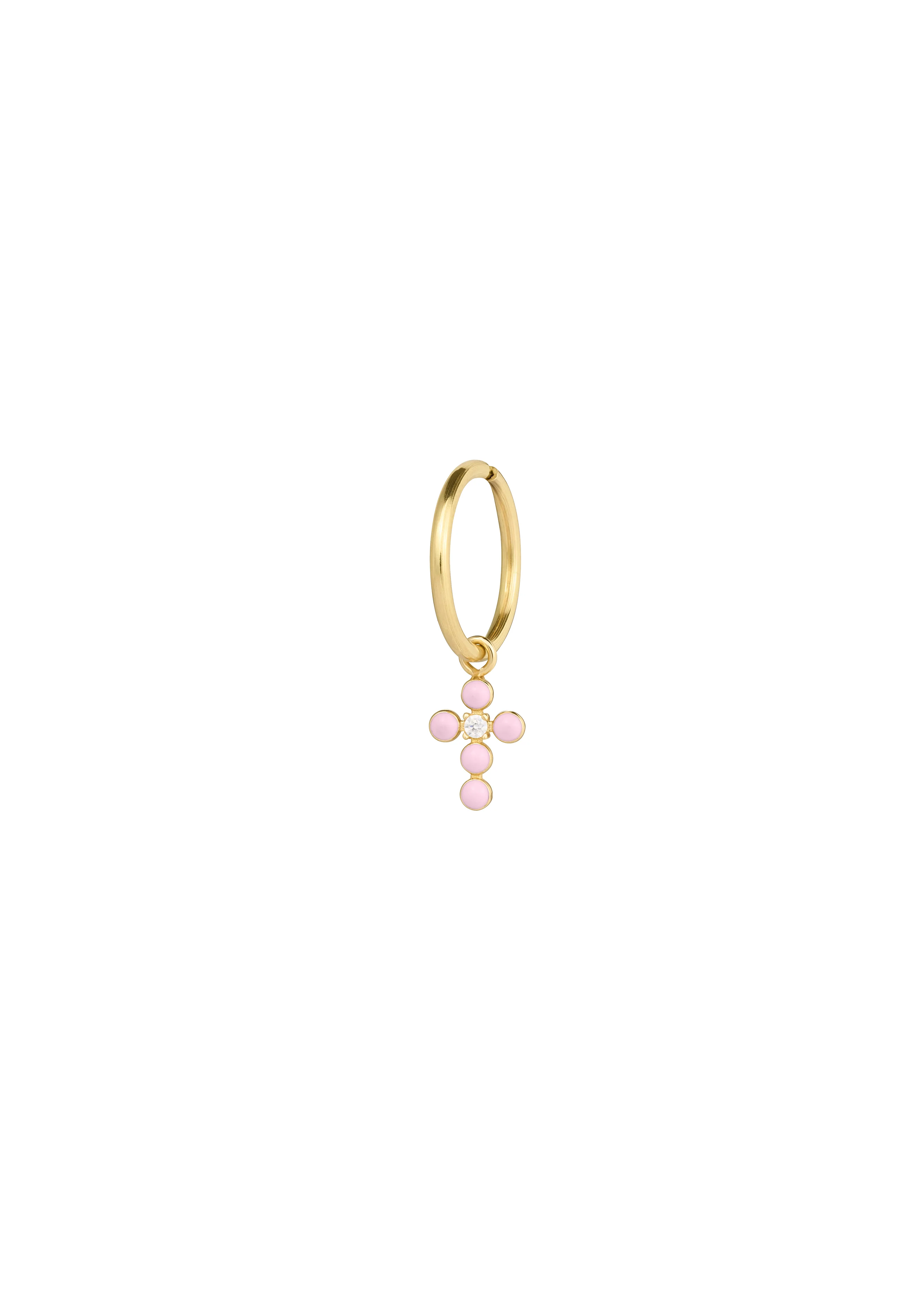 Mono-orecchino mini hoop con croce smaltata e diamante lab-grown - ORO18KT - Image 5