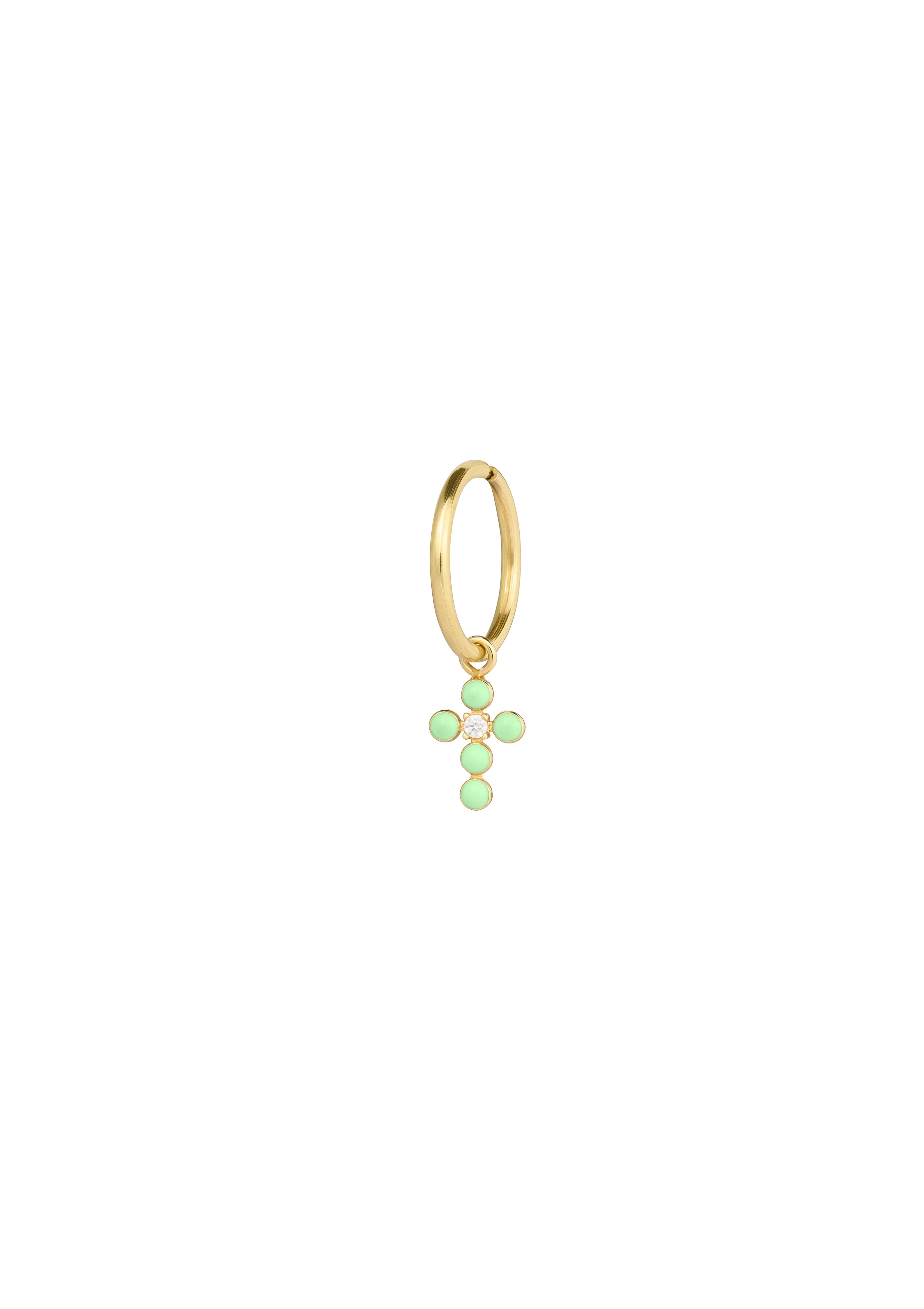 Mono-orecchino mini hoop con croce smaltata e diamante lab-grown - ORO18KT - Image 6