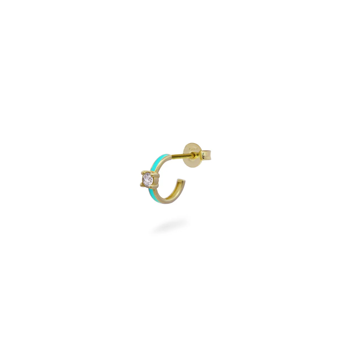 Mono-orecchino mini hoop con diamante lab-grown e smalto - ORO18KT - Image 5