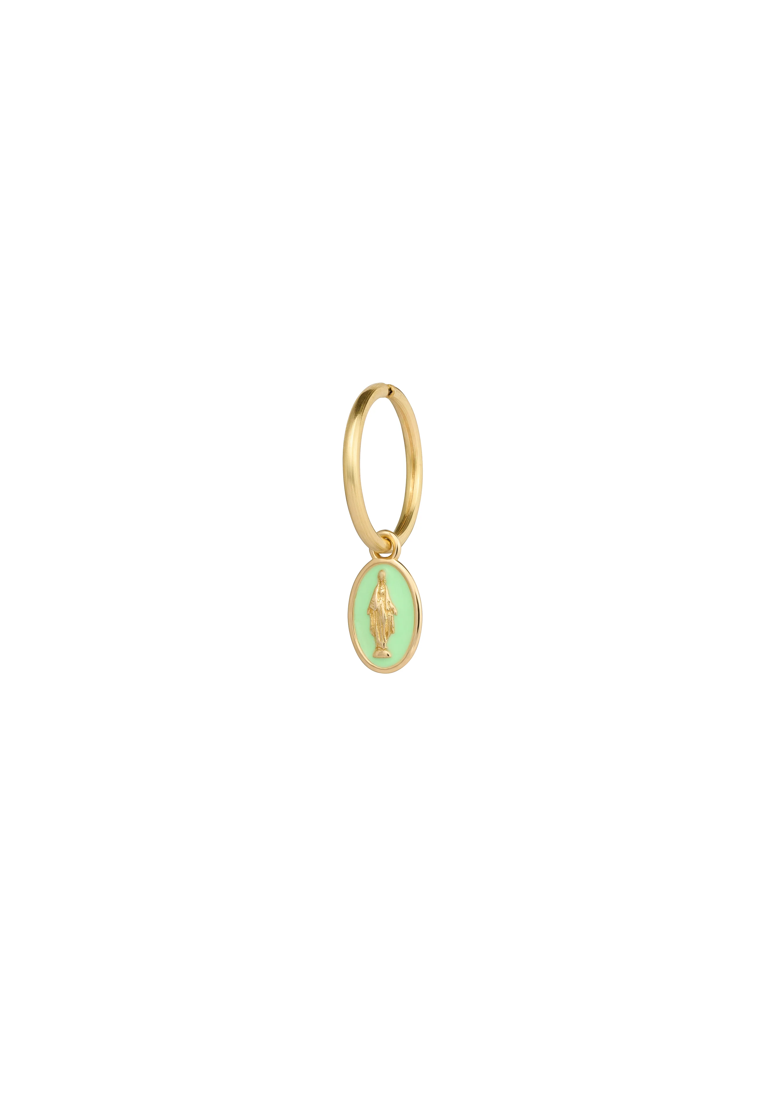 Mono-orecchino mini hoop con madonna smaltata - ORO18KT - Image 2