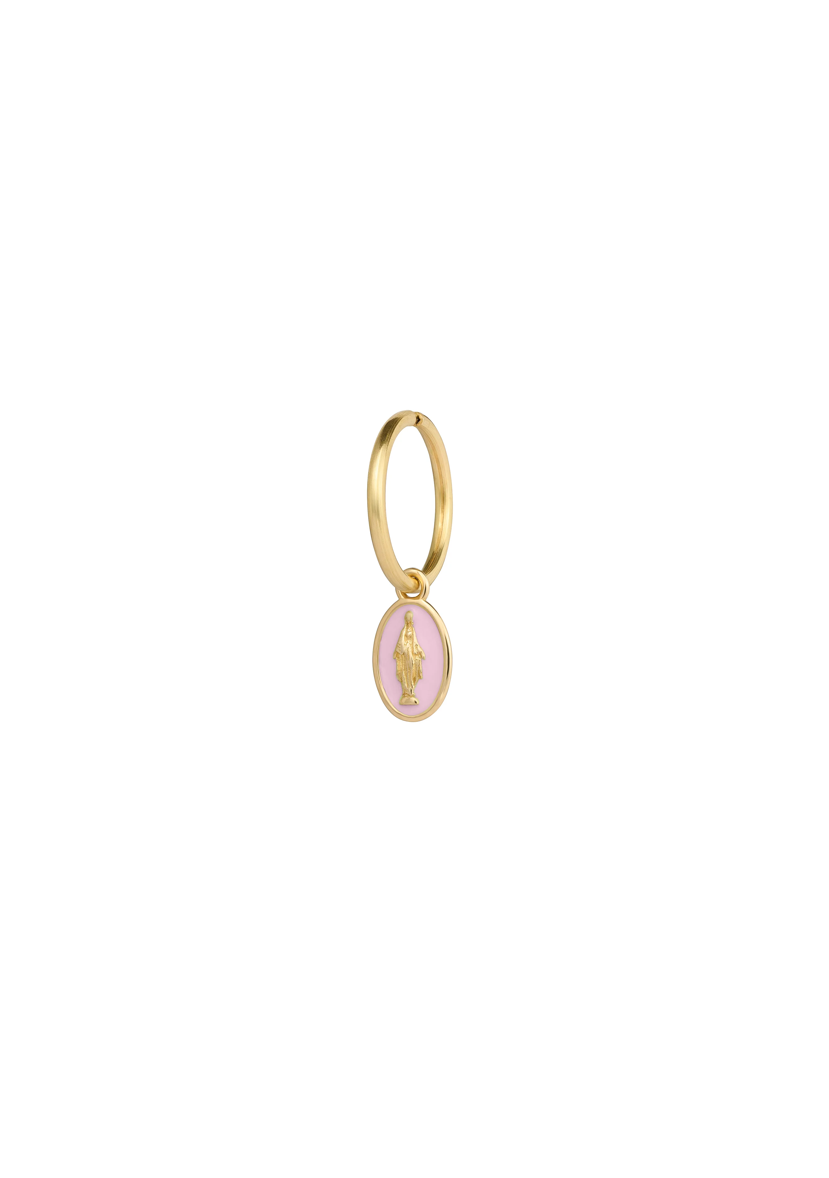 Mono-orecchino mini hoop con madonna smaltata - ORO18KT - Image 6