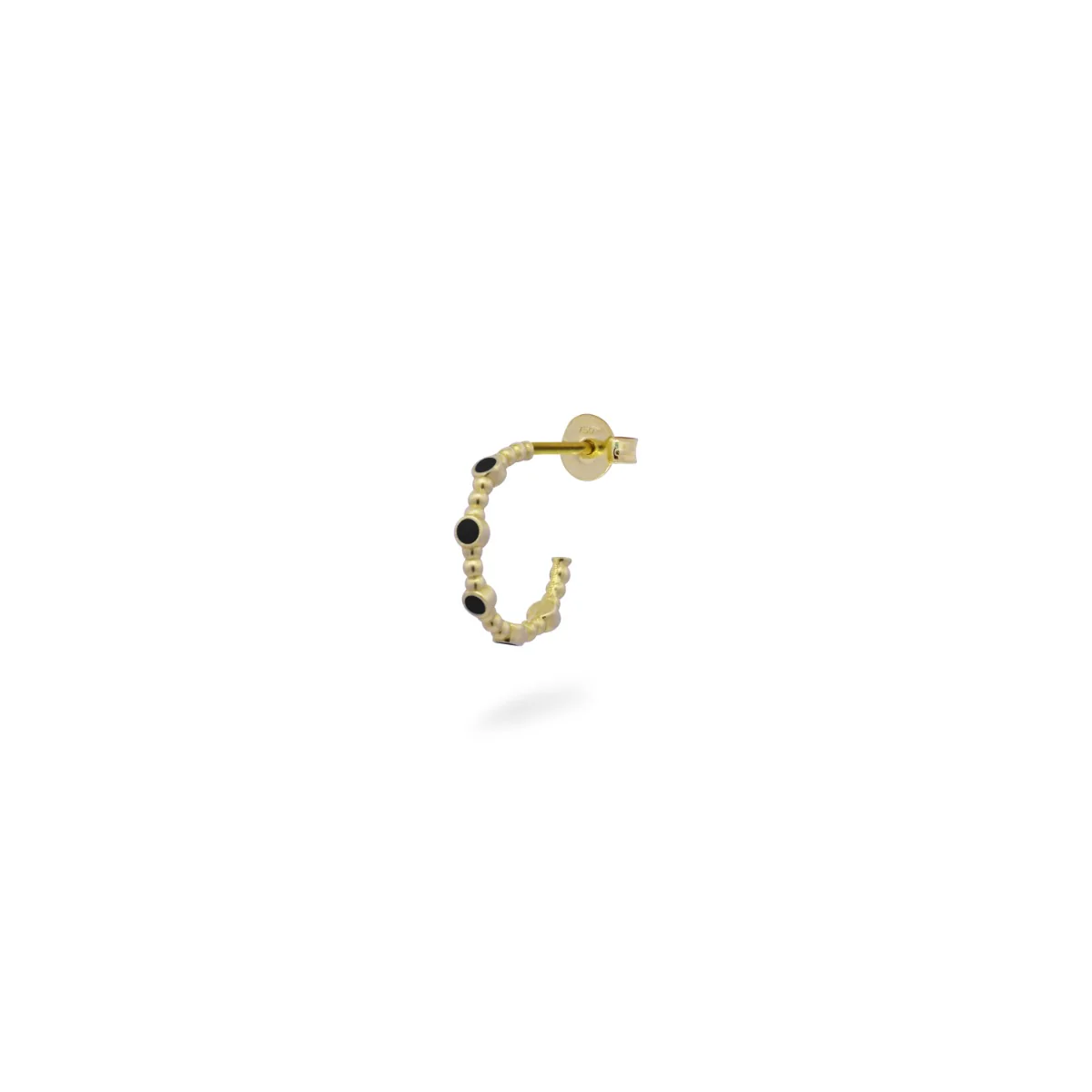 Mono-orecchino mini hoop zigrinato e puntino smalto - ORO18KT - Image 2