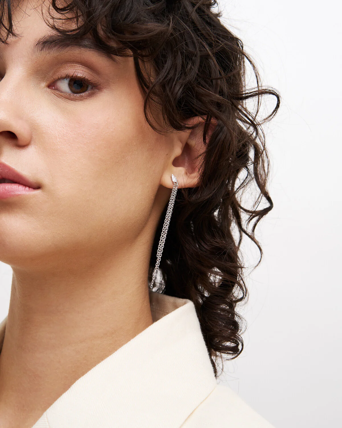 Mono-orecchino multi line drop frange - Image 3