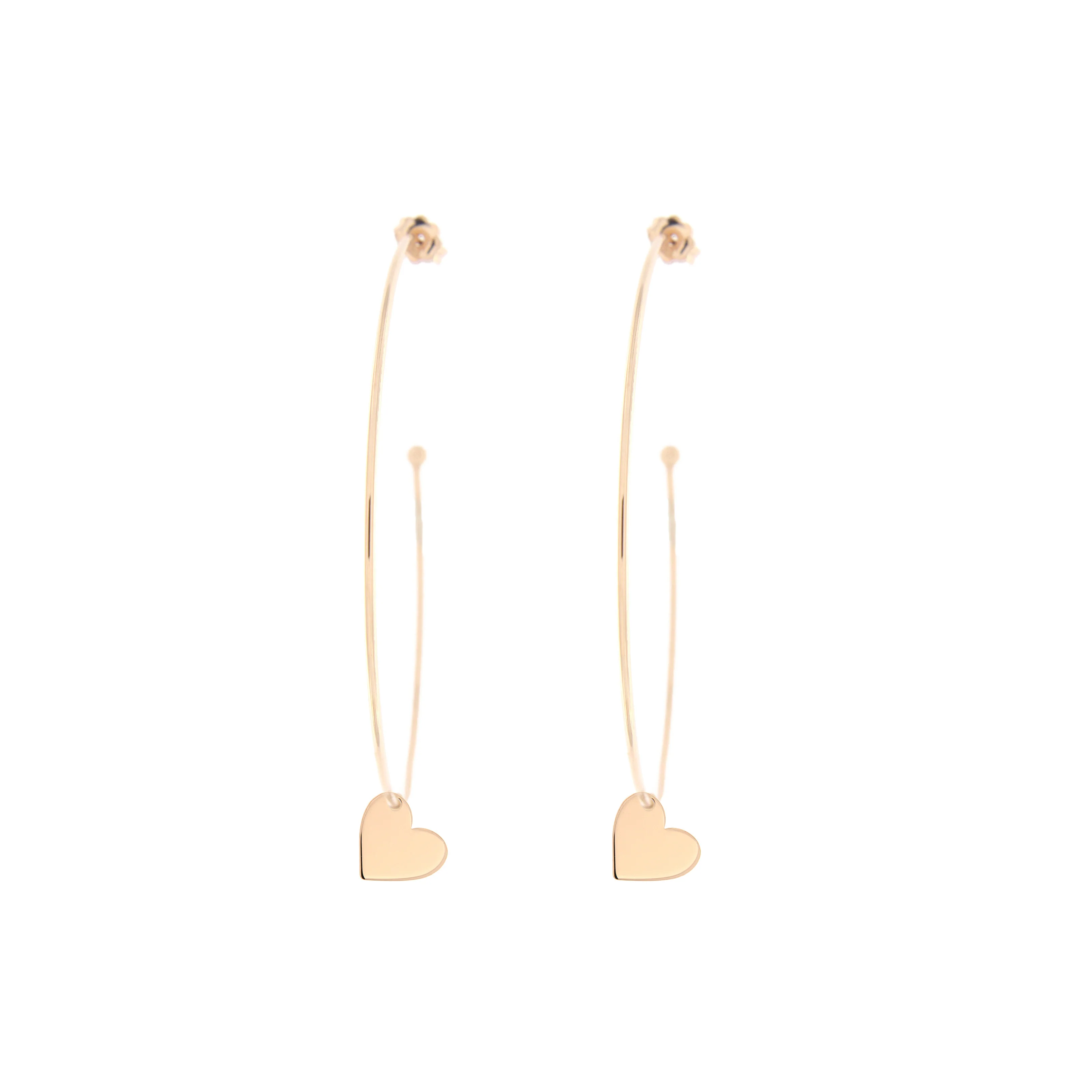 Orecchini Cerchio con Ciondolo Micro Cuore - Image 15