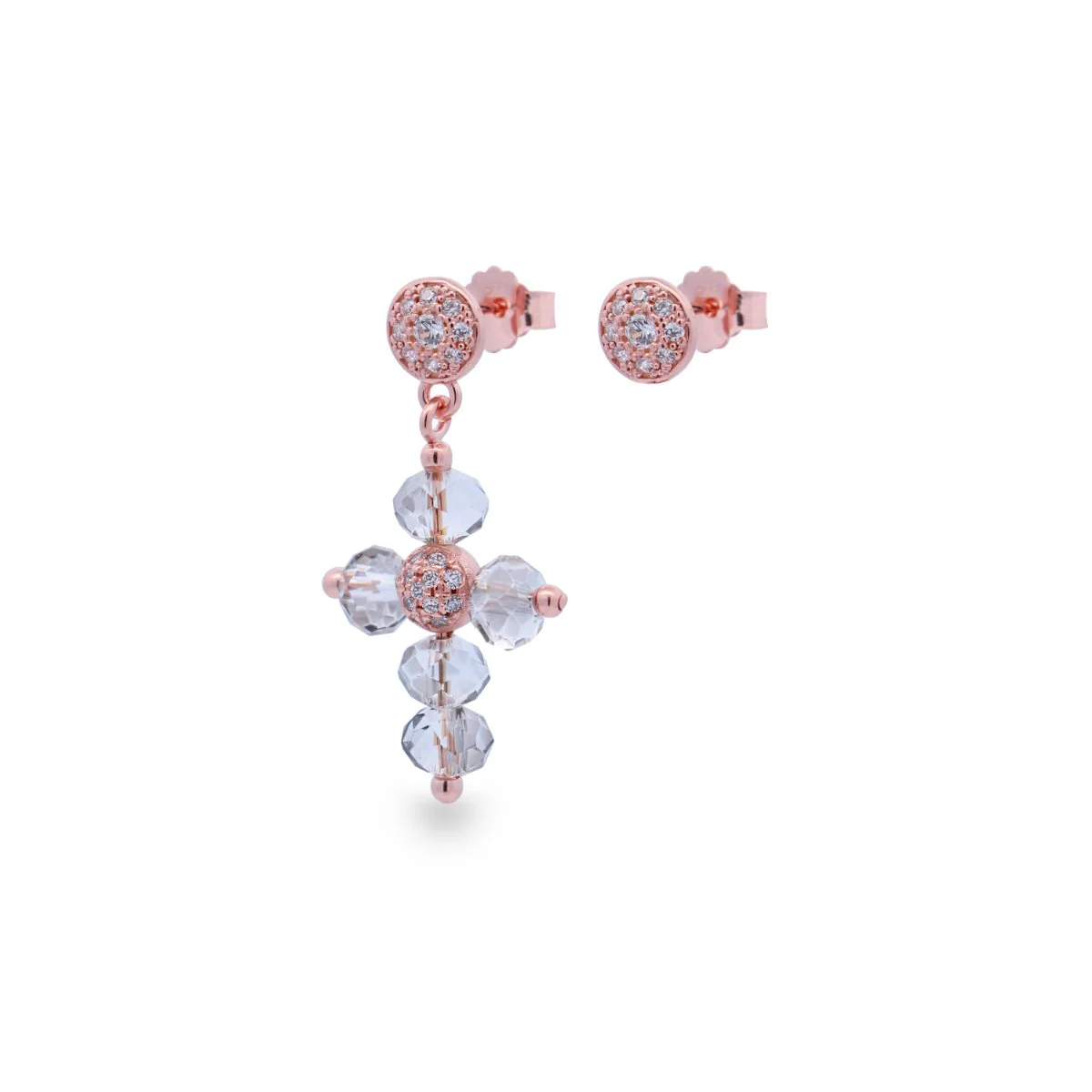 Orecchino croce Crystal Cross grigio fumè - Crystal Rainbow